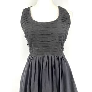 Kenneth Cole NY Black Parsk Leather Silk Maxi Dress‎ S Vintage Sleeveless